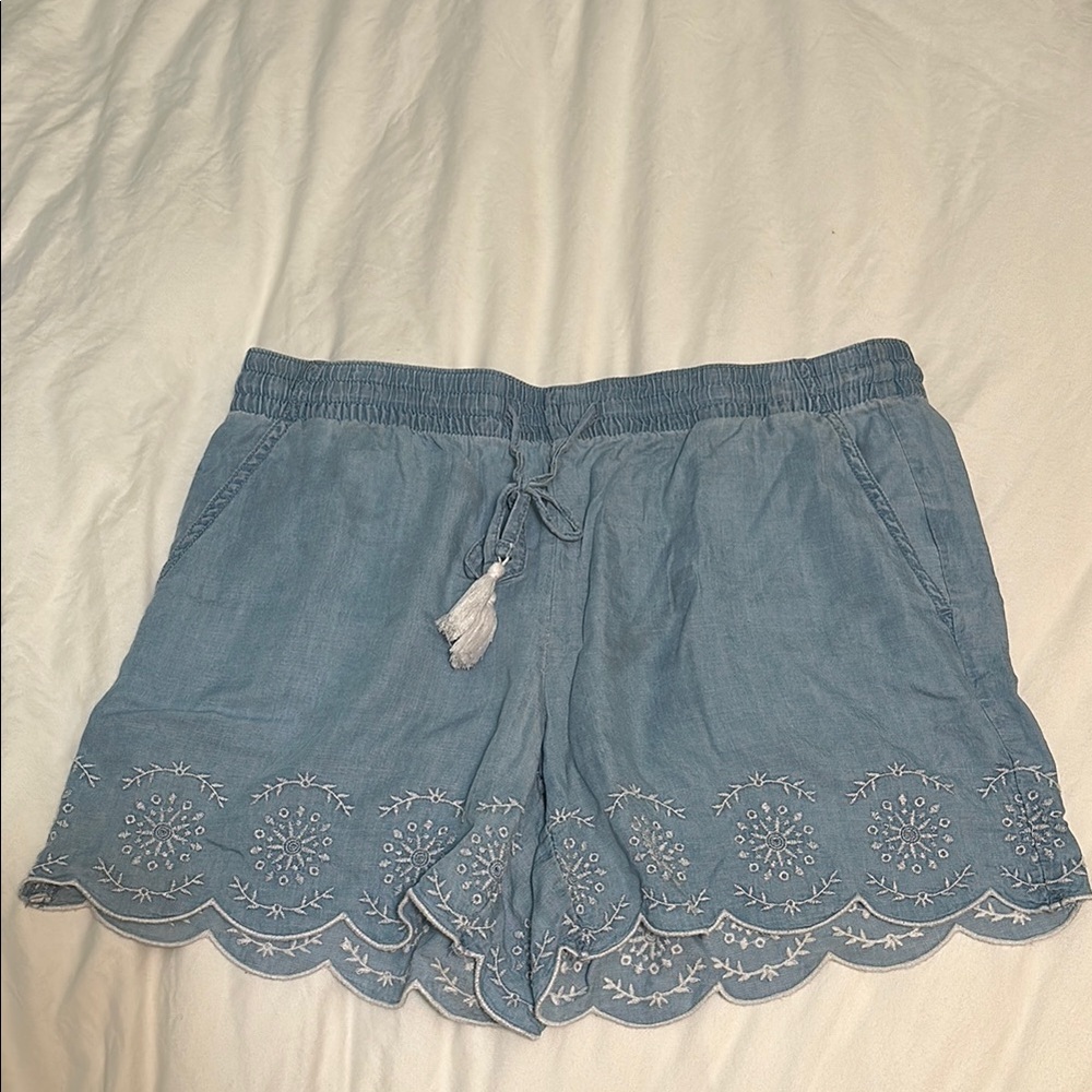 St. John's Bay Blue High Waist Scalloped Shorts